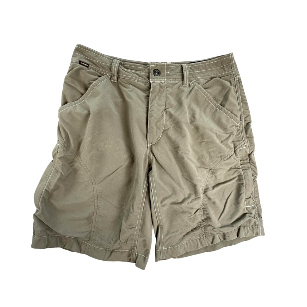Kuhl Cargo Shorts Mens 32x9 Green Nylon Stretch Hiking Outdoor Travel Casual